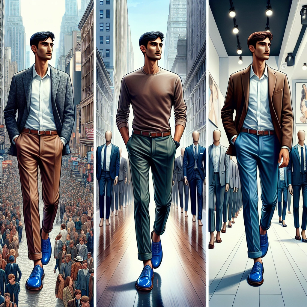 blue shoes brown pants - Statistics on Fashion Trends - blue shoes brown pants
