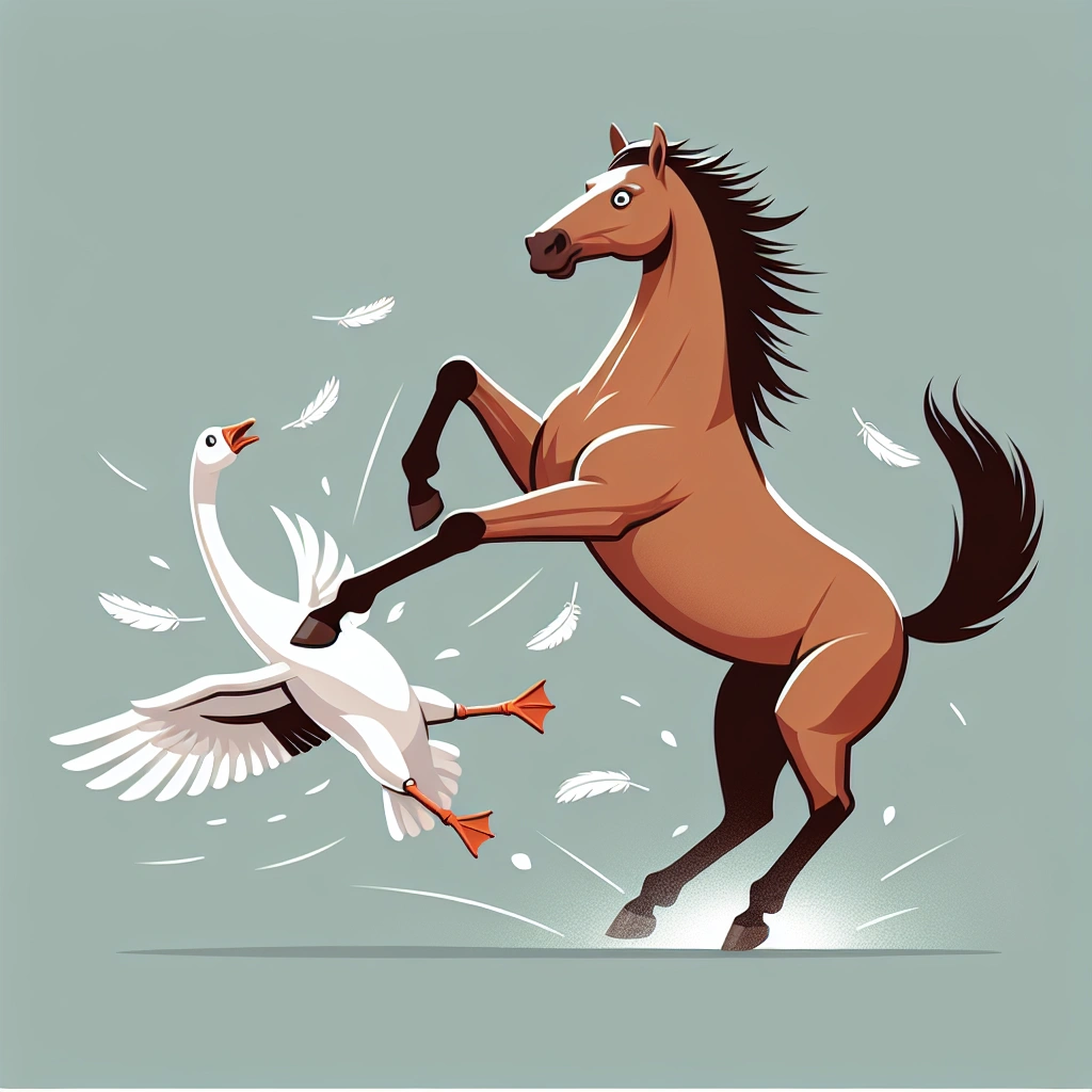 horse kicks goose - The Incident - horse kicks goose