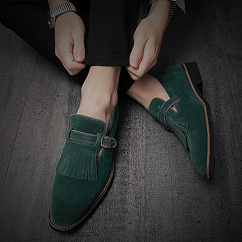 Calfskin Leather Driving Loafer - sage green dress shoes mens