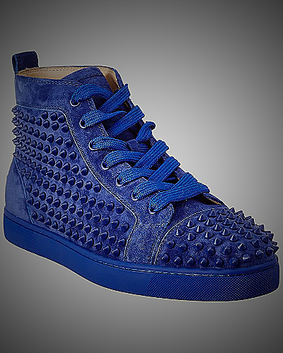 Christian Louboutin Men's Louis Spike Sneakers - blue bottom shoes mens