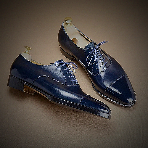 Men Dress Shoe Prom Slip on Loafer - royal blue men dress shoes
