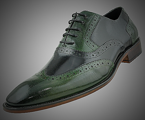 Men's Green Spikes Dress Shoes - sage green dress shoes mens
