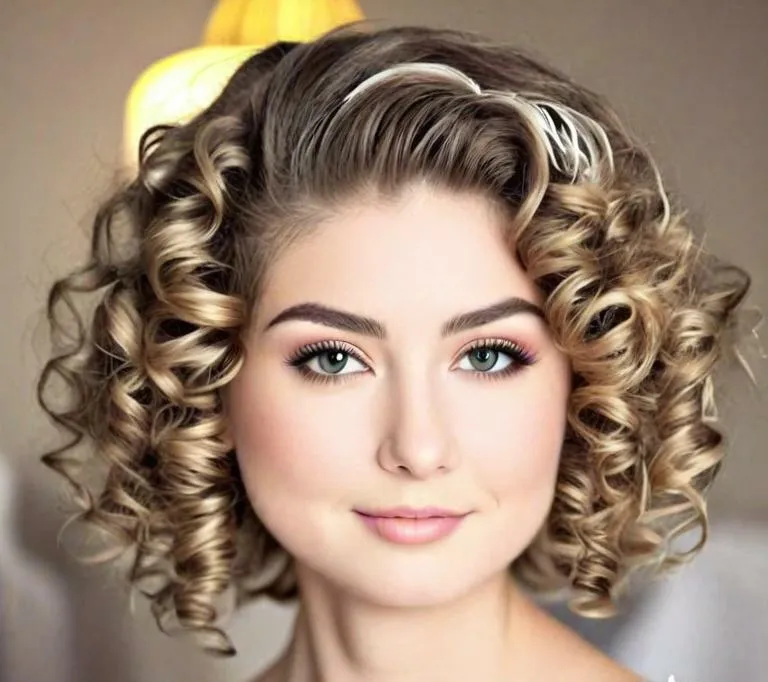 Simple wedding hairstyle for round face to look slim short hair - Beautiful Ringlets for Short Hair - Simple wedding hairstyle for round face to look slim short hair