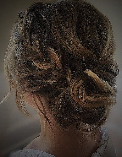 Braided Updo - Simple bridesmaid hairstyle for round face short hair