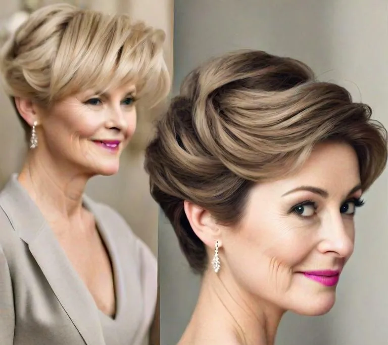 short hair mother of the bride - Chic Updo: Effortlessly Elegant and Timeless - short hair mother of the bride