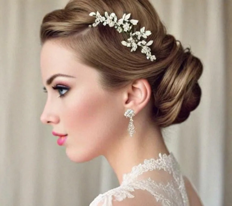 simple wedding hairstyle for round face to look slim short hair women - Hairstyle 2: Vintage Wedding Updo - simple wedding hairstyle for round face to look slim short hair women