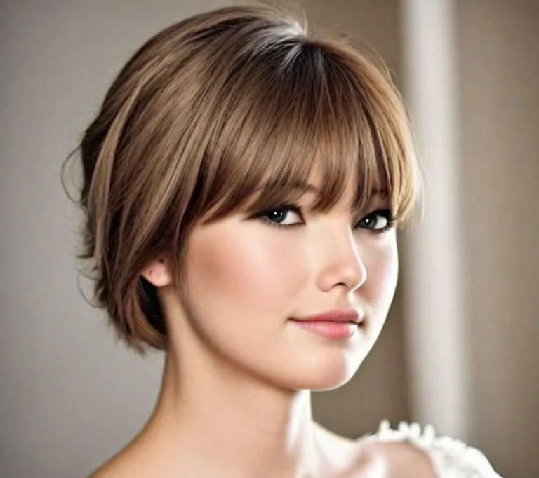simple wedding hairstyle for round face to look slim short hair women - Hairstyle 3: Side-Swept Bangs - simple wedding hairstyle for round face to look slim short hair women