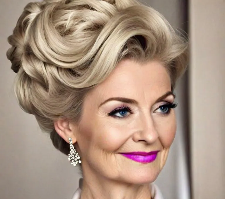 hairstyles for mother of the bride over 50 - Low Textured Updo - hairstyles for mother of the bride over 50