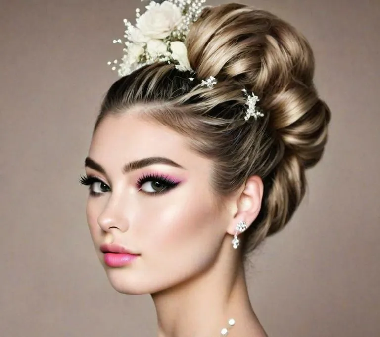 wedding hairstyle for round face to look slim - Polished Top Knot - wedding hairstyle for round face to look slim