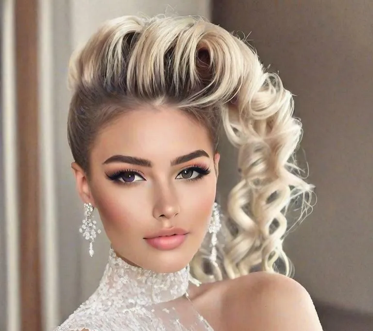 wedding hairstyle for round face to look slim - Textured High Pony - wedding hairstyle for round face to look slim